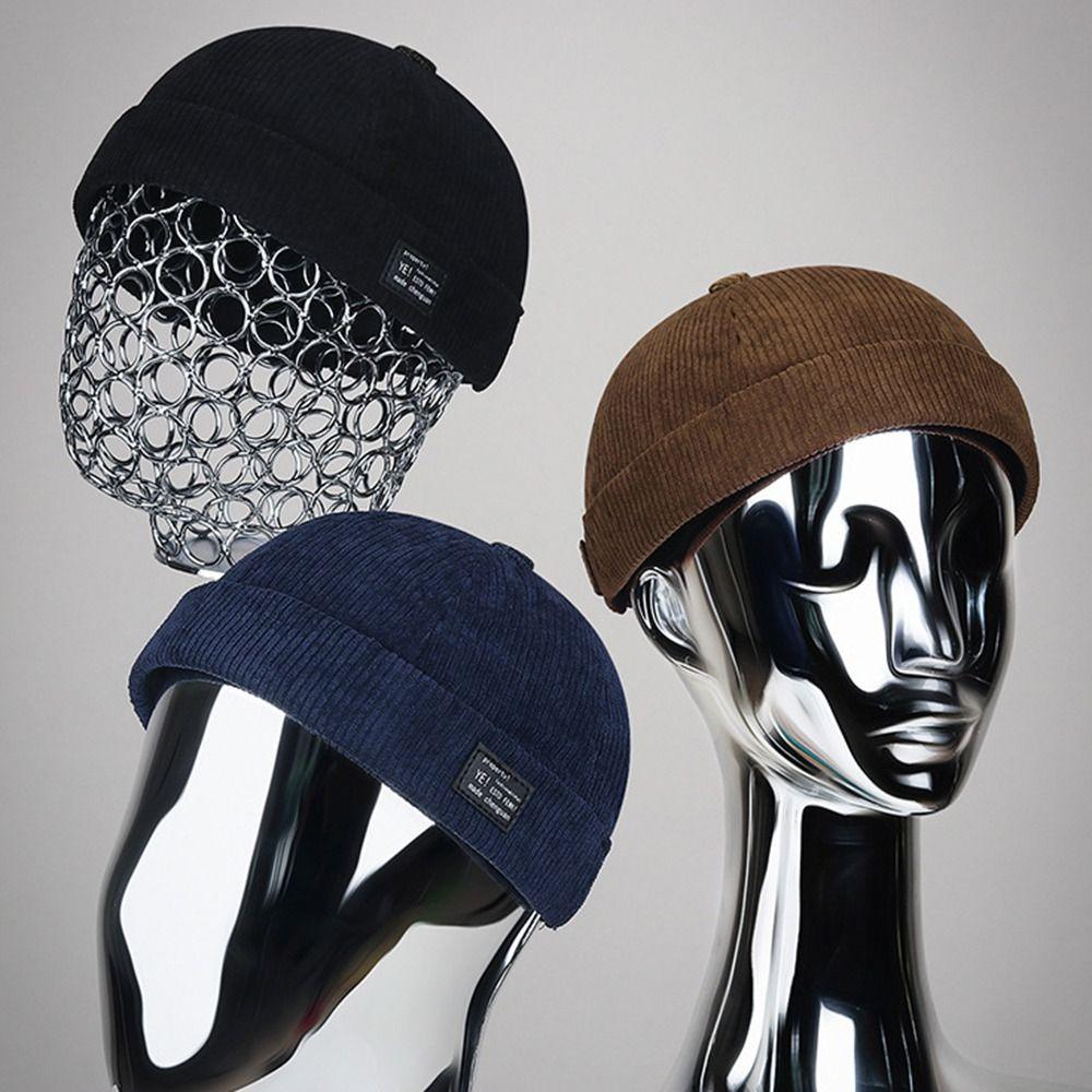 Однотонная винтажная кепка докера из вельвета, хип-хоп шляпа, многоцелевая куполообразная кепка-дыня, мужская и женская