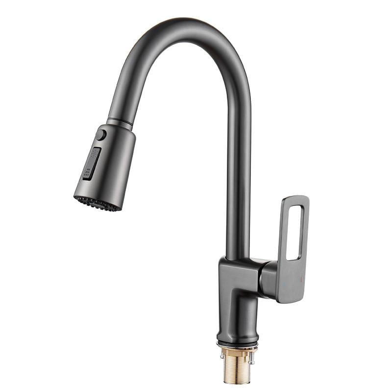 Выдвижной кухонный кран Gun Grey Single Handl Black Kitchen Faucet Sink Tap Single Hole Rotating Water Mixer Tap