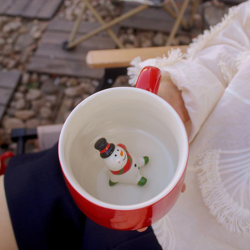 Рождественский милый мультяшный керамический набор кофейных кружек с животными