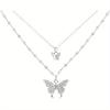 Double Layered Butterfly Necklace for Women with High-end Design, Light Luxury and Niche Collarbone Chain