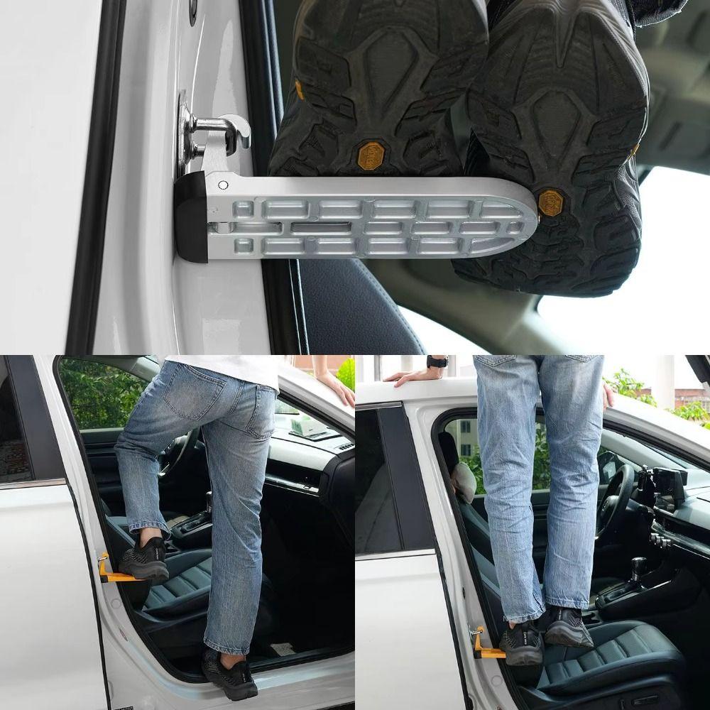Foldable Car Door Step Aluminum Zinc Zinc Alloy Lock Hook Foot Pedal Auto Assist Pedal Vehicle Climbing