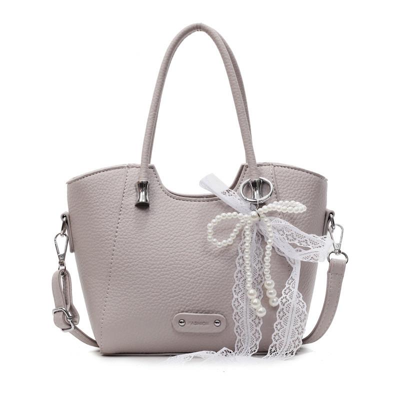 Lace Bow Pu Water Bucket Bag With Zip Closure For Daily Casual Use