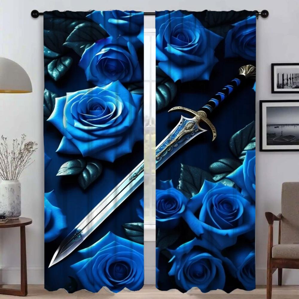 Домашний интерьер Шторы для камеры Мечи Оконные шторы для комнаты 2 Панельные жалюзи Разделение Хэллоуин Украшения Гостиная Кухня