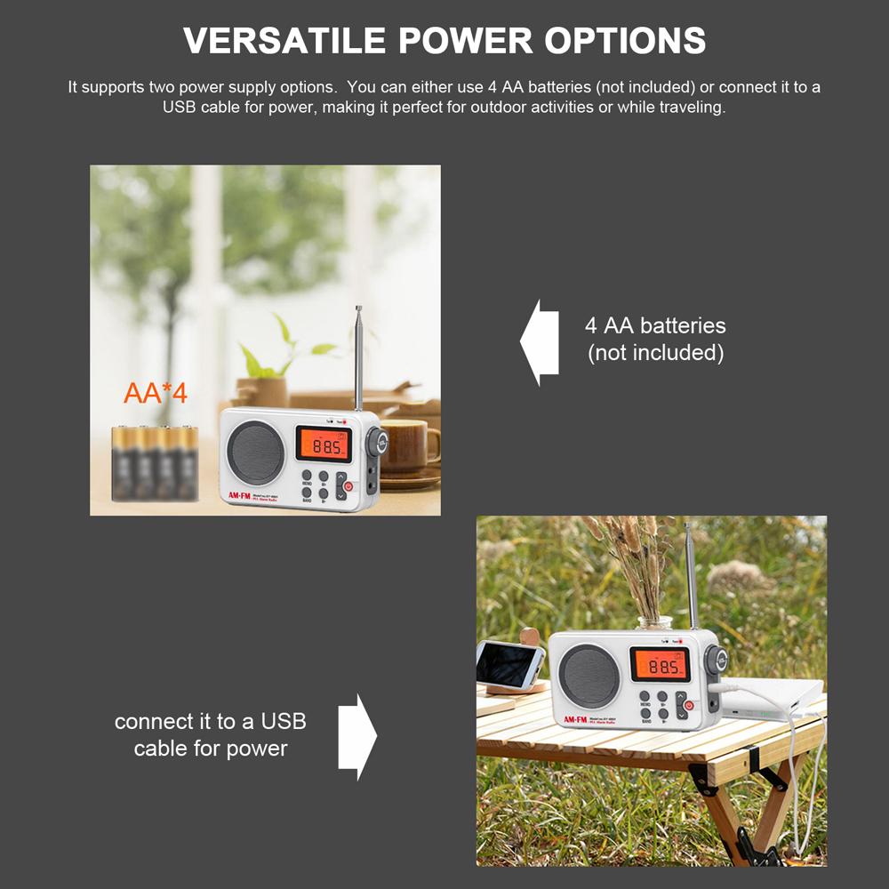 Портативное AM/FM-радио с ЖК-дисплеем, стереорадио, питание от аккумулятора и USB, будильник