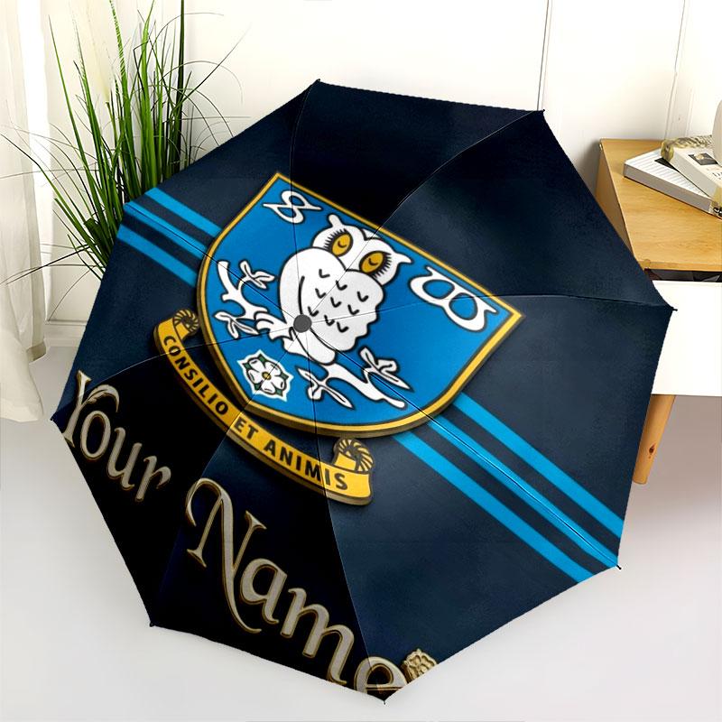 1 PC Automatic Folding Umbrella - Sheffield Wednesday Football Club Custom Name Pattern, Portable & Foldable Design with 8 Ribs, Christmas Birthday Gi