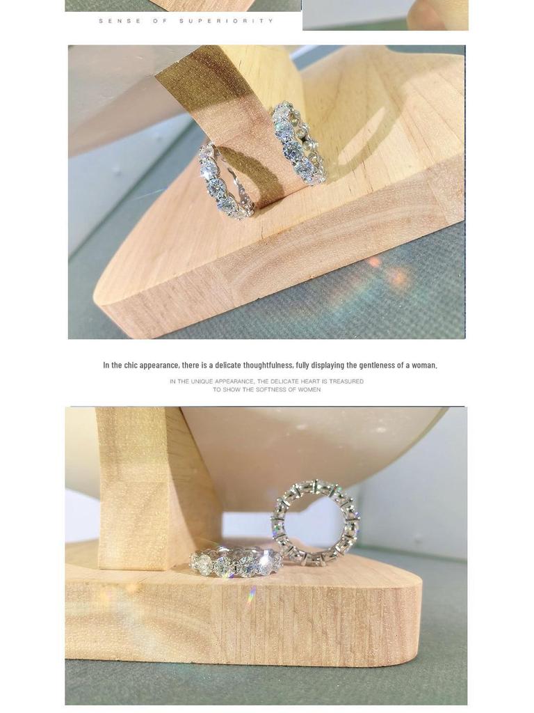 Помолвочное кольцо с муассанитом цвета D: Вечное кольцо из белого золота 18 карат с бриллиантами, покрытие из стерлингового серебра, платина 950 пробы, для указательного пальца