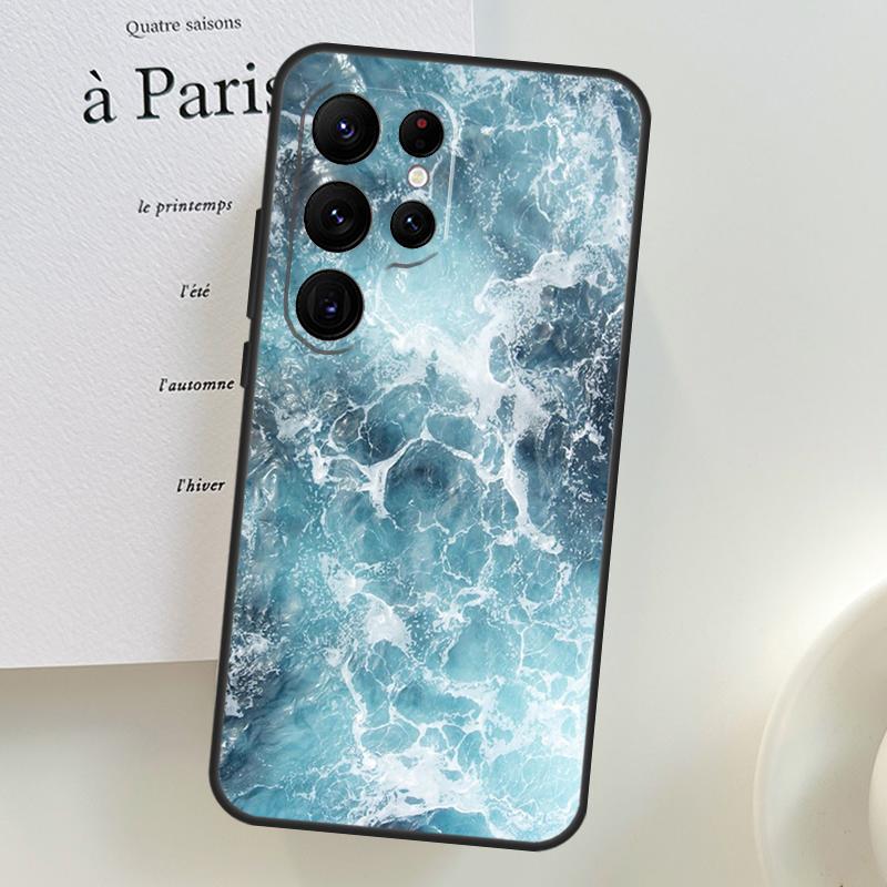 Blue Ocean Waves Sea Case For Samsung Galaxy S26 Ultra S24 S23 S22 S21 S25 Ultra S10 S20 Plus S25 FE Phone Cover