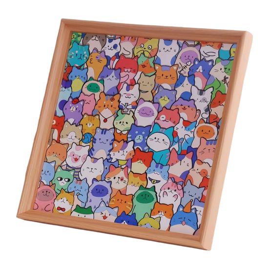 Yousheng DIY Wooden Cat Coloring Puzzle with Frame Pens 2-in-1 Coloring Irregular Jigsaw Puzzle Craft Kit 3D Puzzle Photo Frame Ornament Decoration