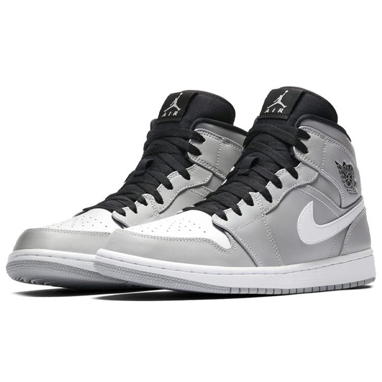 Jordan 1 Mid Серый Волк Черный Белый 554724-046