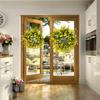Spring Summer Wreath Yellow Daisy Wreath 45cm Fake Silk Floral Wreath with Green Eucalyptus Leaves for Window Wall Wedding Farmhouse Festival Decor