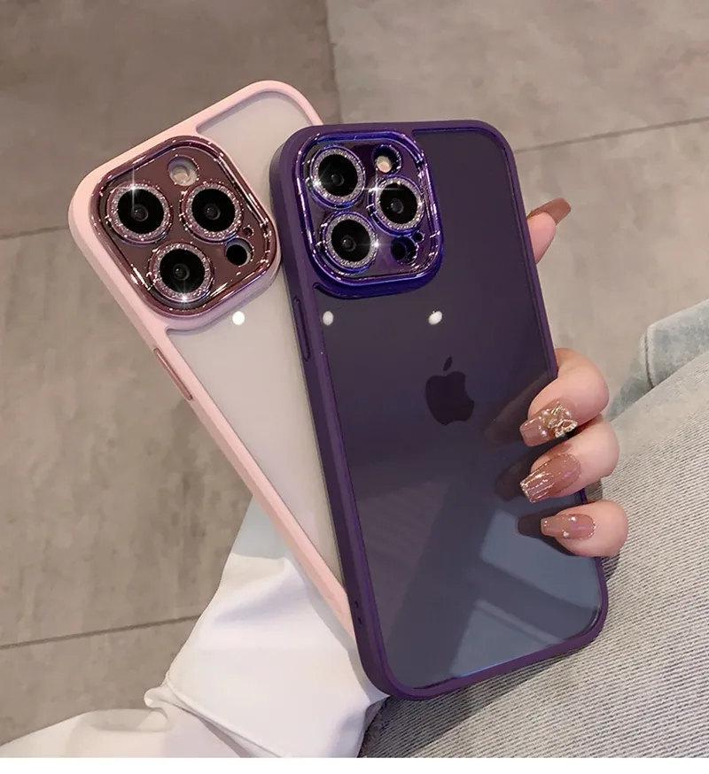 Роскошный прозрачный чехол с блестками и бриллиантами для iPhone 15 14 13 12 11 Pro Max Plus, защита объектива, противоударный чехол-бампер