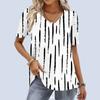 Женская летняя футболка с черными линиями и принтом, футболки с короткими рукавами, повседневные топы с принтом, верхняя одежда с короткими рукавами