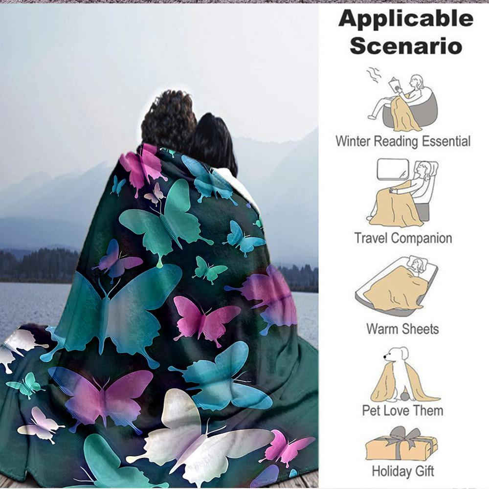 1pc Butterfly Print Blanket Warm,Perfect for Camping And Travel, Making It a Great Gift for Any Season yy250904167