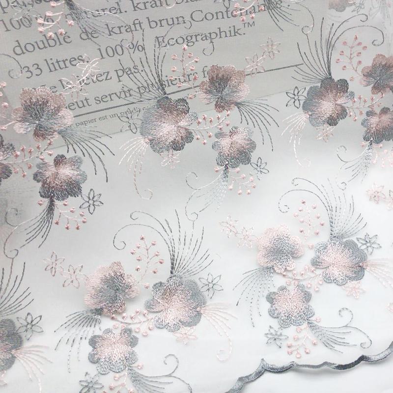 100x130 см шикарная сетчатая вышитая ткань кружево тюль цветочная вышитая ткань для шитья юбок платье ханьфу занавески DIY аксессуары