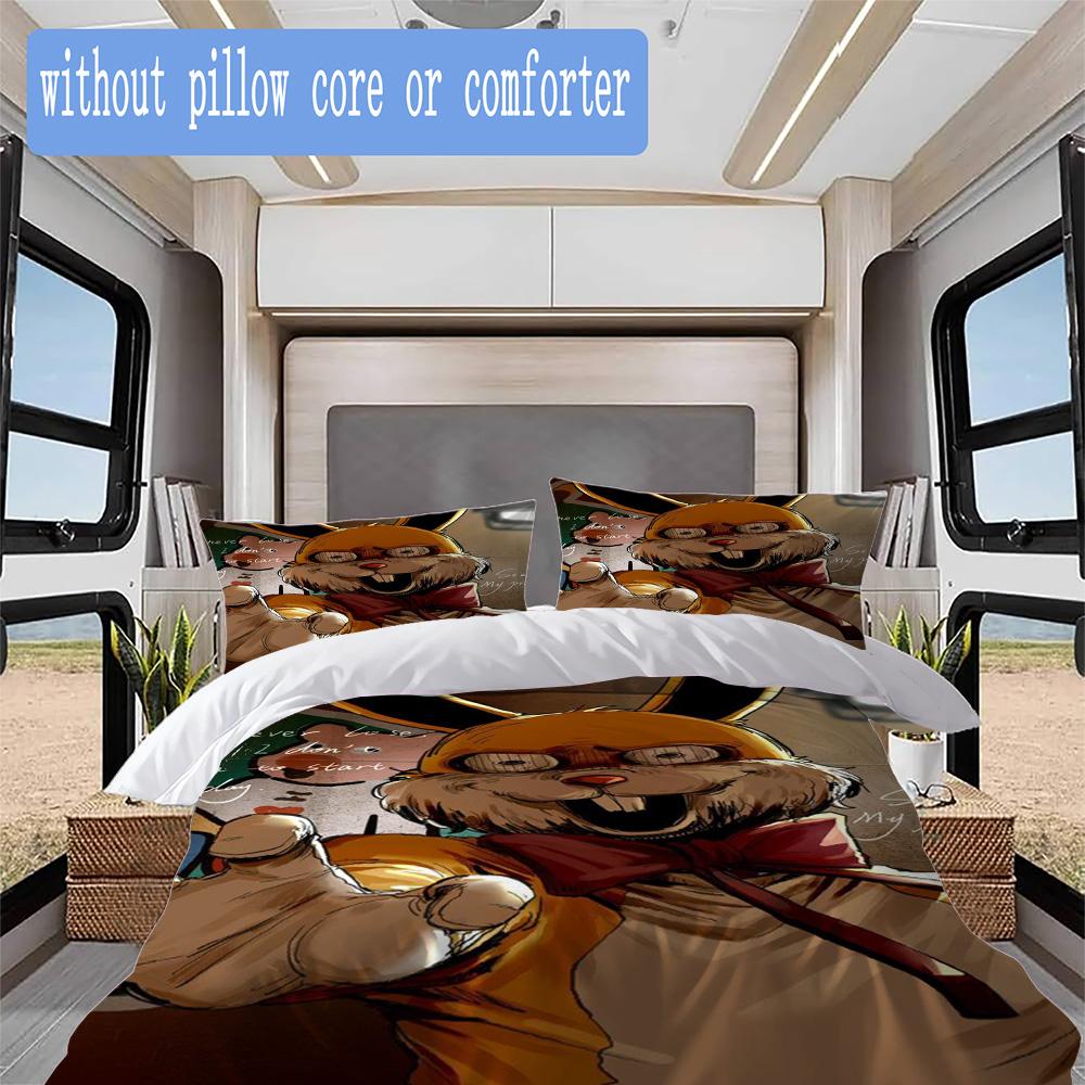 Horror Rabbit Pattern Bedding,Quilt Set Quilt Cover Pillowcase Home Birthday Gift (1*duvet cover+2*pillowcase,without core)ZSJT0917286
