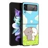 Cute Peach Goma Cat Black Phone Case For Samsung ZFlip7 ZFlip6 ZFlip5 ZFlip4 ZFlip3 5G Hard Protective Galaxy Z Flip 3 4 5 6 7