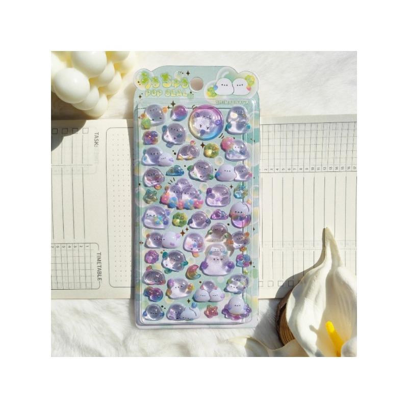 shiny crystal decorative stickers featuring cute animal and flower designs suitable for phone cases and laptop stickers