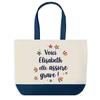 Tote bag - PLANETEE - Elisabeth elle assure grave - fond bleu - coton 40x45 cm - grand format