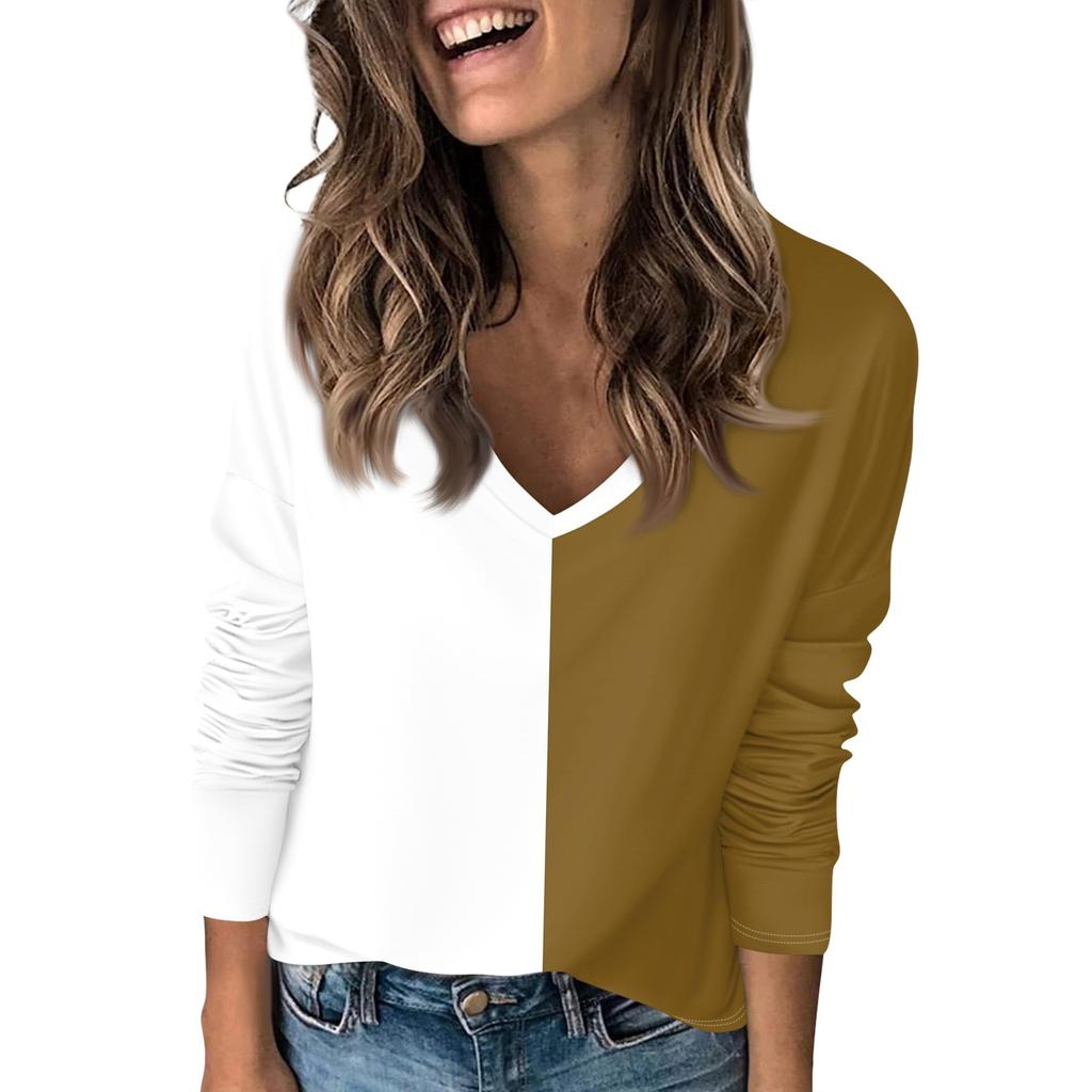 Женская футболка с принтом, с заниженной линией плеч, с длинным рукавом, повседневная, выходного дня, модная, базовая, с V-образным вырезом, обычная, топ