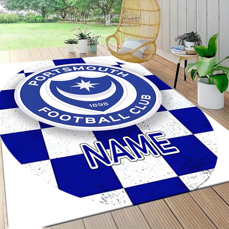 Custom Name Portsmouth FC Crest Carpet Rug Customizable Soft Washable Anti-Slip Home Living Room Sofa Mats Personalized Rug. 0909232