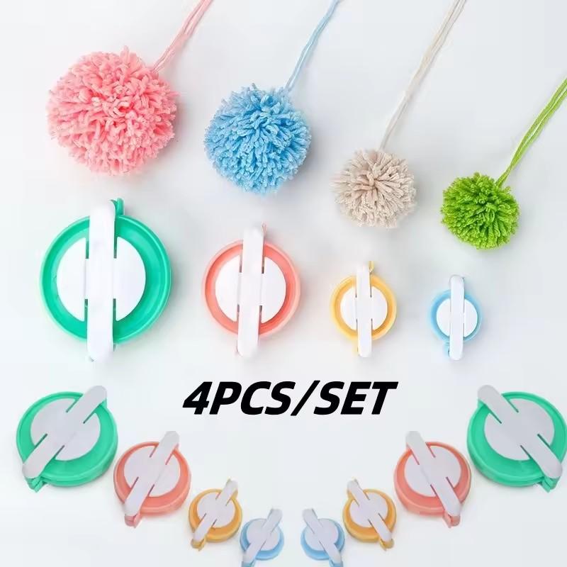 4Pcs Pompom Maker Tool Set DIY Fluff Ball Weaver Yarn Making Kit 4 Sizes for Sewing Crafts