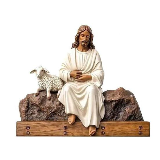 Деревянная христианская ключница 2D плоская Иисус Причастие Арт брелок-подставка с 4 крючками Религиозная настенная ключница для прихожей Домашний декор