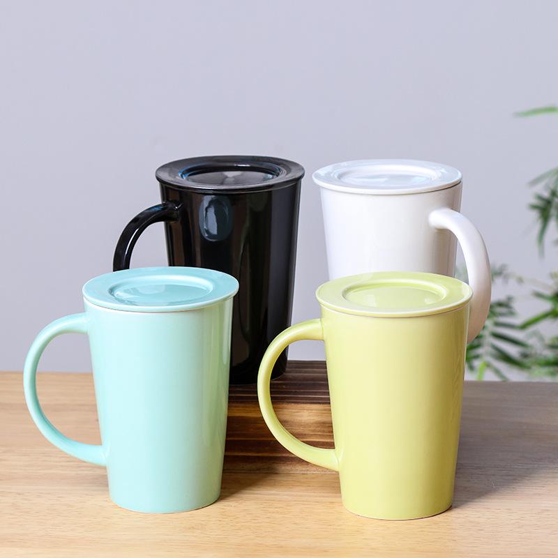 Simple ceramic water cup mug creative coffee cup high-end office teacup with lid gift cup