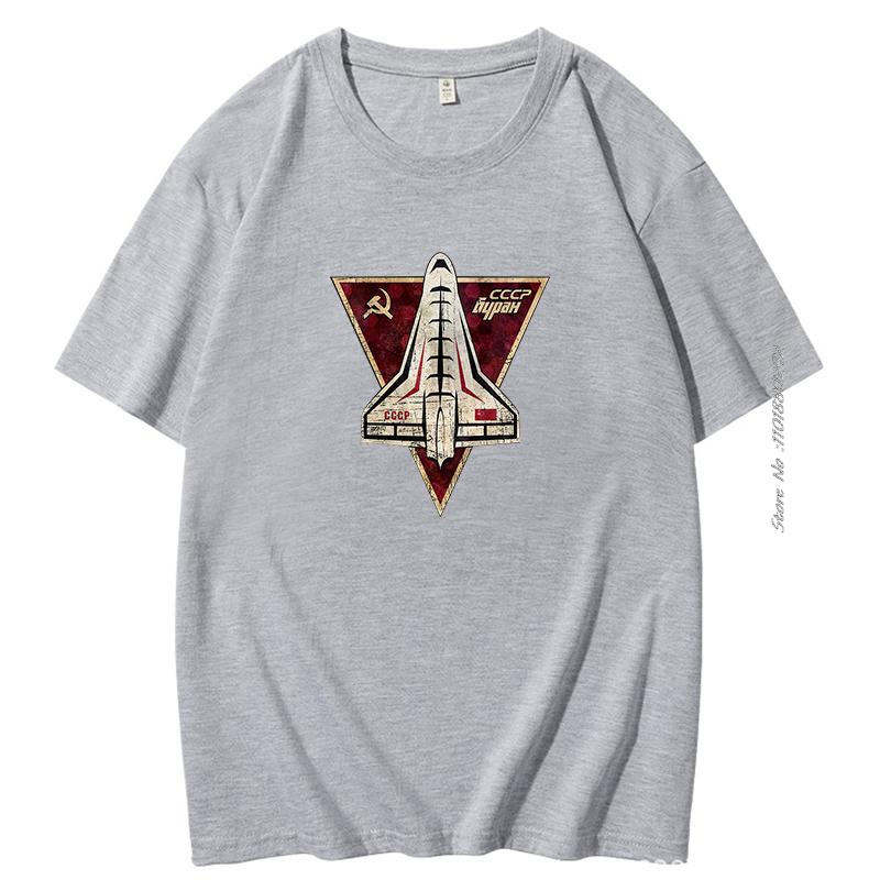 Soviet Union Ussr Spaceplane Cotton Tshirt Cccp Buran Space Shuttle Cotton Short Sleeve Tshirt Summer Harajuku Streetwear