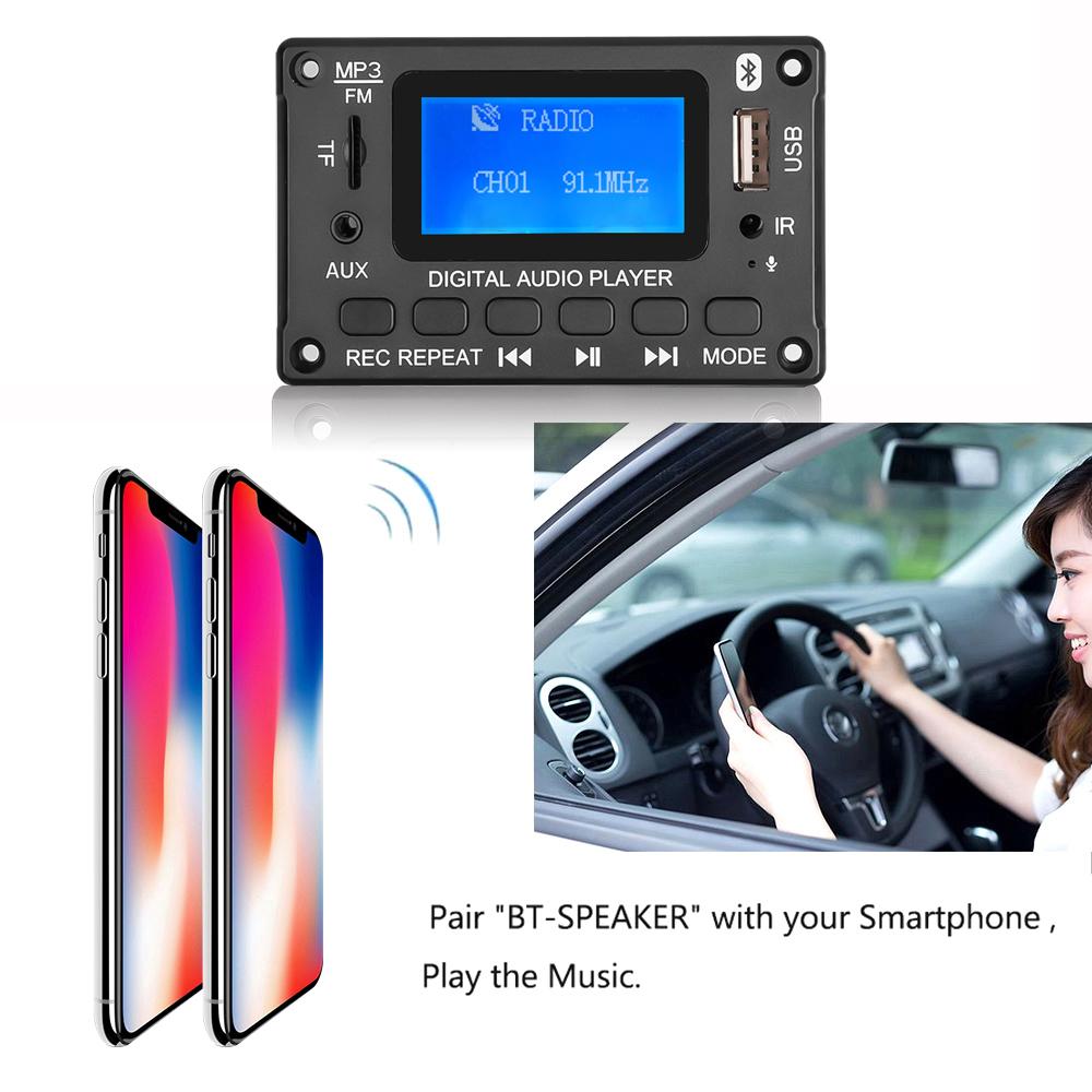 DC 5V 12V MP3 Декодер Плата Декодер Bluetooth 5.0 ЖК-дисплей MP3-плеер Аудио модуль TF USB FM Автомобильное радио Handsfree для динамика