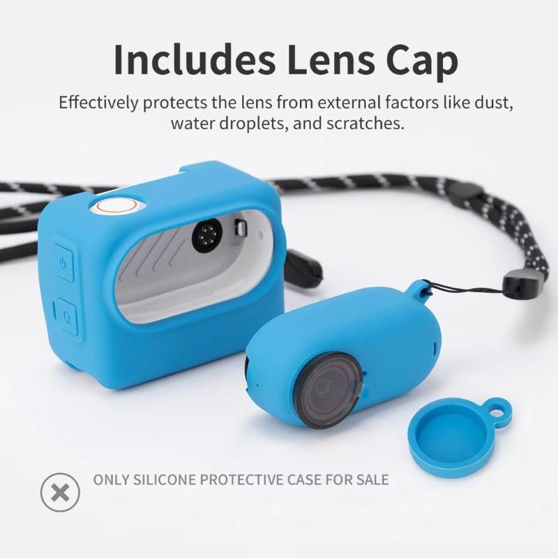 Flexible Silicone Protective Case For 360 GO3 Action Camera Includes Lens Cap And Slip proof Lanyard Full Set For Outdoor