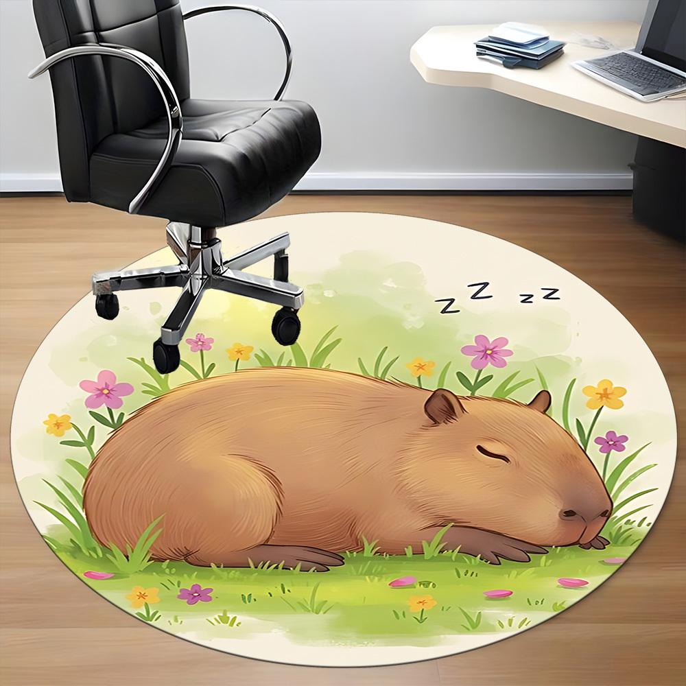 1pc Capybara, Sleepy Chair Carpet for Office, Soft Flannel Throw Mat, Perfect for Office, Holiday Party Decoration Choice yy260209013