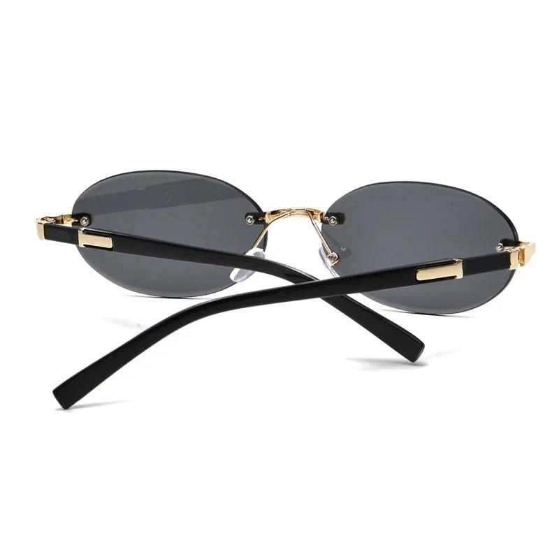 Trendy Eye Protection sun glasses Stylish Gradient Lens Outdoor Shades Luxury Frameless Small Black Vintage Glasses