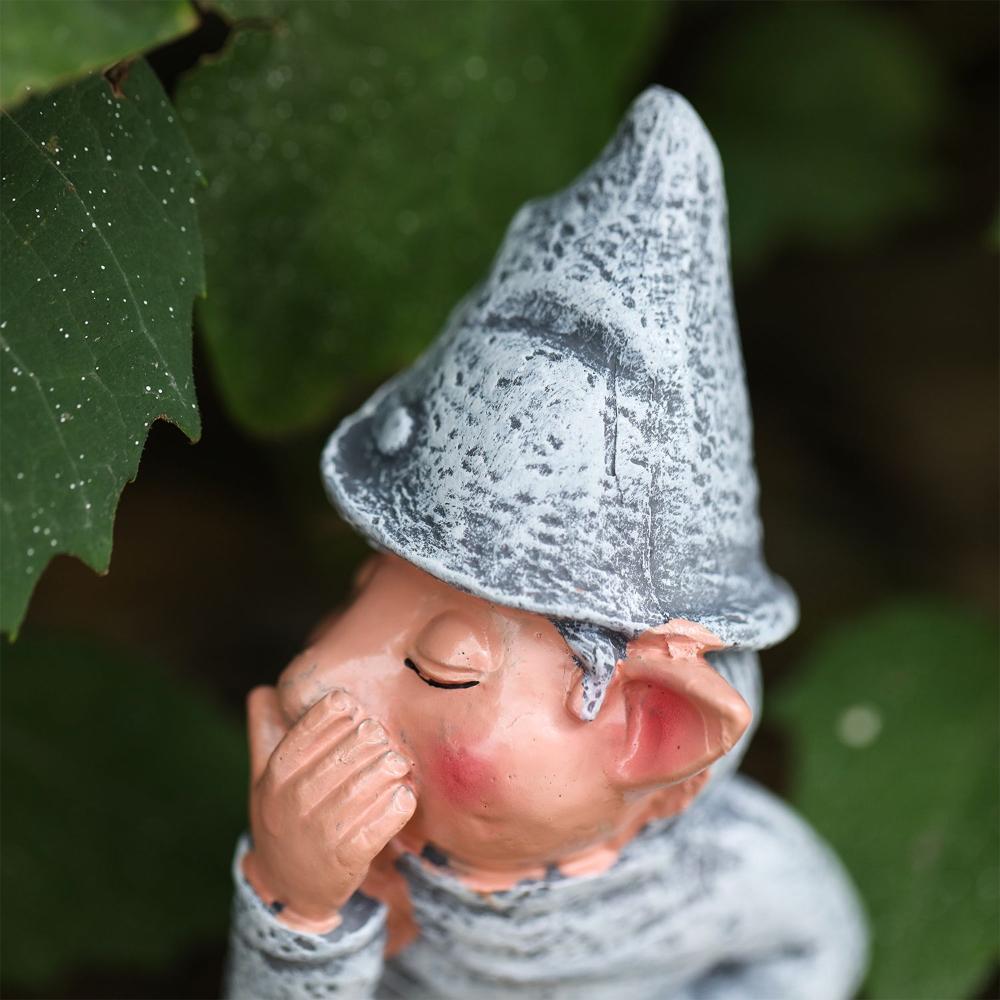 Grey Gag 4.7 Inch Dwarf Elf Figurines Gnome Statue Pooping Garden Tree Decoration