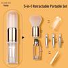 5-in-1 Portable Retractable Makeup Brush Set: Lip, Concealer, Eyeshadow Brushes & Silicone Head.