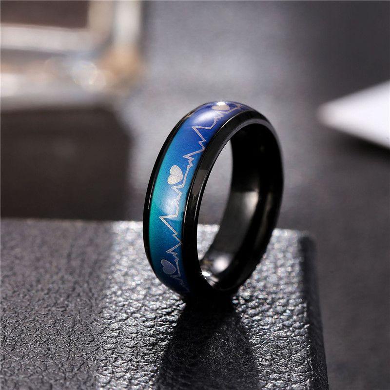 ЭКГ мода холодный ветер температура настроение кольцо из титановой стали изменение температуры кольцо из нержавеющей стали