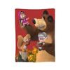 Springtime Cartoon Cute M-Masha And Bear Knitted Blankets Fleece Throw Blankets Bed Sofa Decoration Lightweight Bedspreads,