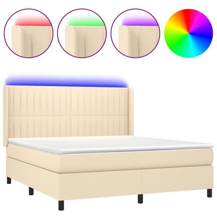 VidaXL Slat Bed Base with Mattress and LED, Upholstered Bed, Double Bed, Adult Bed for Interior Bedroom, 3138498