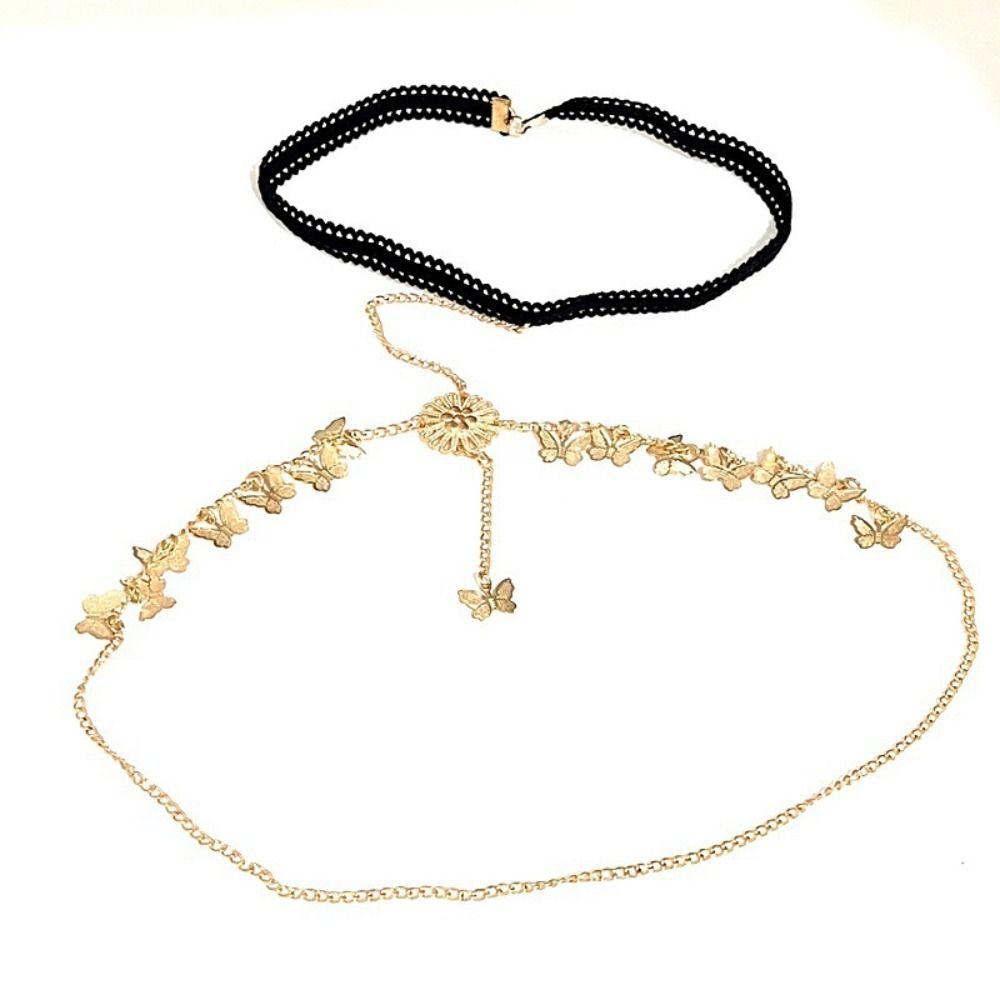 Геометрическая цепочка для тела на бедро с бабочкой, эластичная лента, цинк, сплав цинка, цепочка для ноги, цепочка для бедра, подарок на день рождения