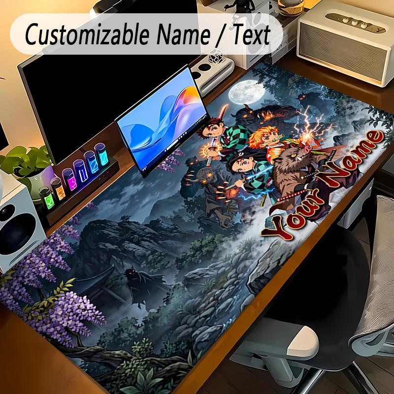 Large Mouse PadDemon Slayer Custom Name Text Personalized Desk Mat Non Slip Gaming Pad
