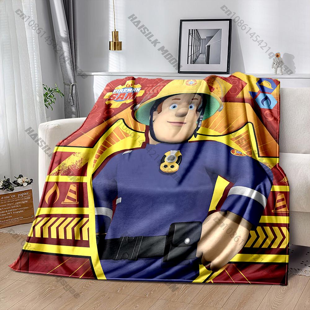 Cartoon Animation Theme Blanket Fireman S-Sam Print Blanket Home Travel Blanket Sofa Bedding Cover Blankets Gift for Boys Girls