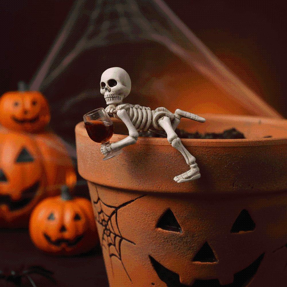 Miniature Skeleton Plant Pot Hugger Resin Flowerpot Edge Hanger Plant Lovers