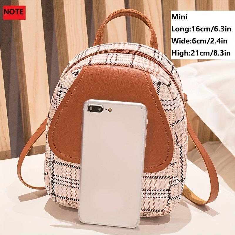 Рюкзак в клетку с регулируемым плечевым ремнем, симпатичный маленький рюкзак, сумка на молнии для отдыха на плече, сумка для мобильного телефона, сумка для помады, сумка для ключей