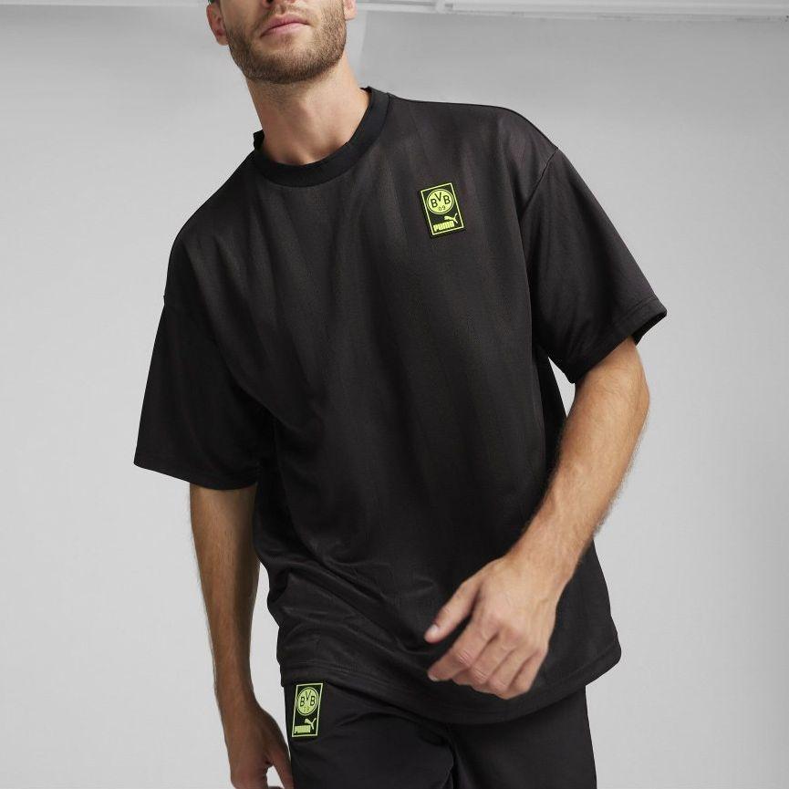 Puma Bvb Ftblnrgy Ss Jersey Solid Color Casual Loose Round Neck Short Sleeve T-Shirt Men Tops Black 774274-05