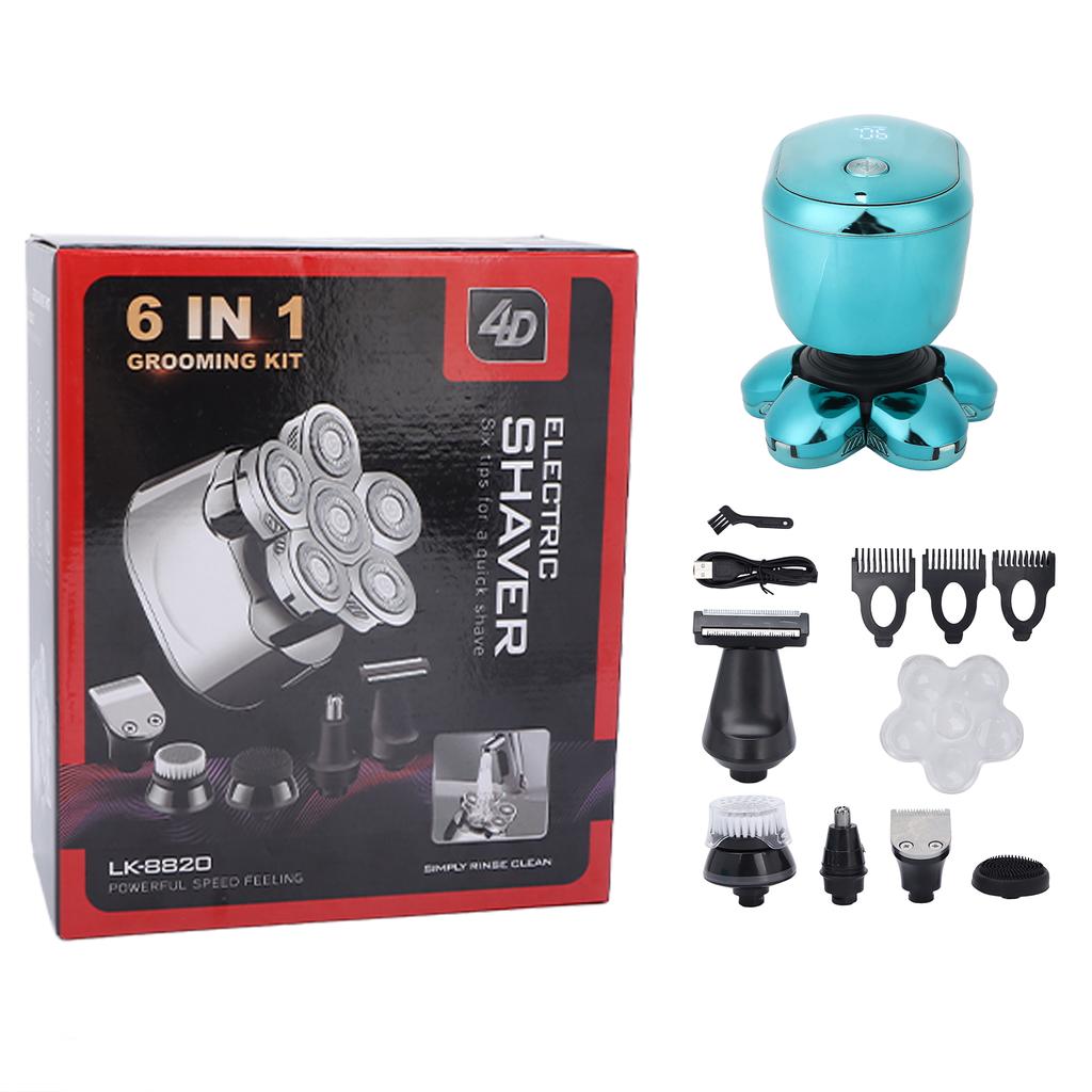 Electric Razor Set USB Rechargeable Waterproof Multifunctional 6 In 1 Men " S Shaving Grooming Kit