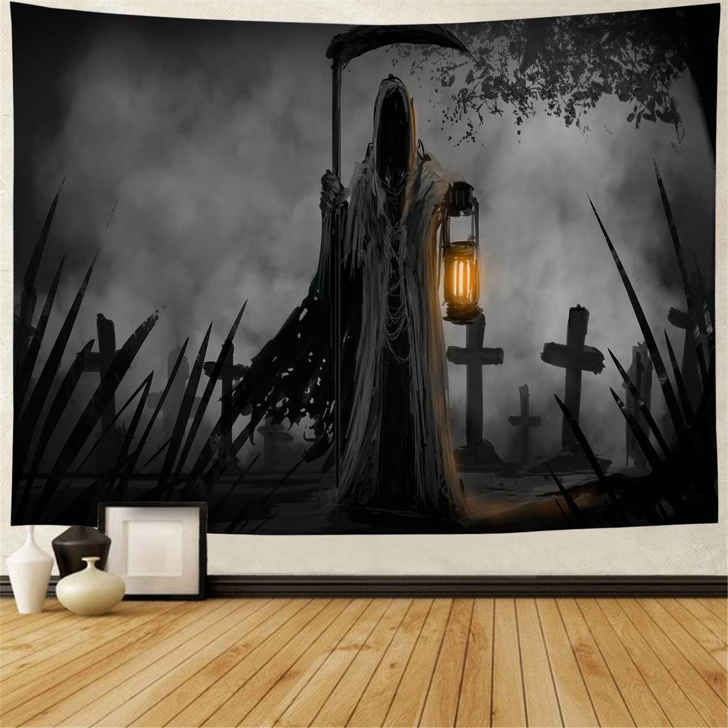 Home Decor Tapestry Halloween Pumpkin Lantern Wall Hanging Tapestry Boho Hippie Magic Castle Wall Decor Backdrop Fabric