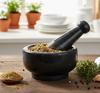KLEO Набор ступка и пестик из натурального камня мрамора диаметром 5 дюймов для измельчения специй и растирания лекарств (черный)