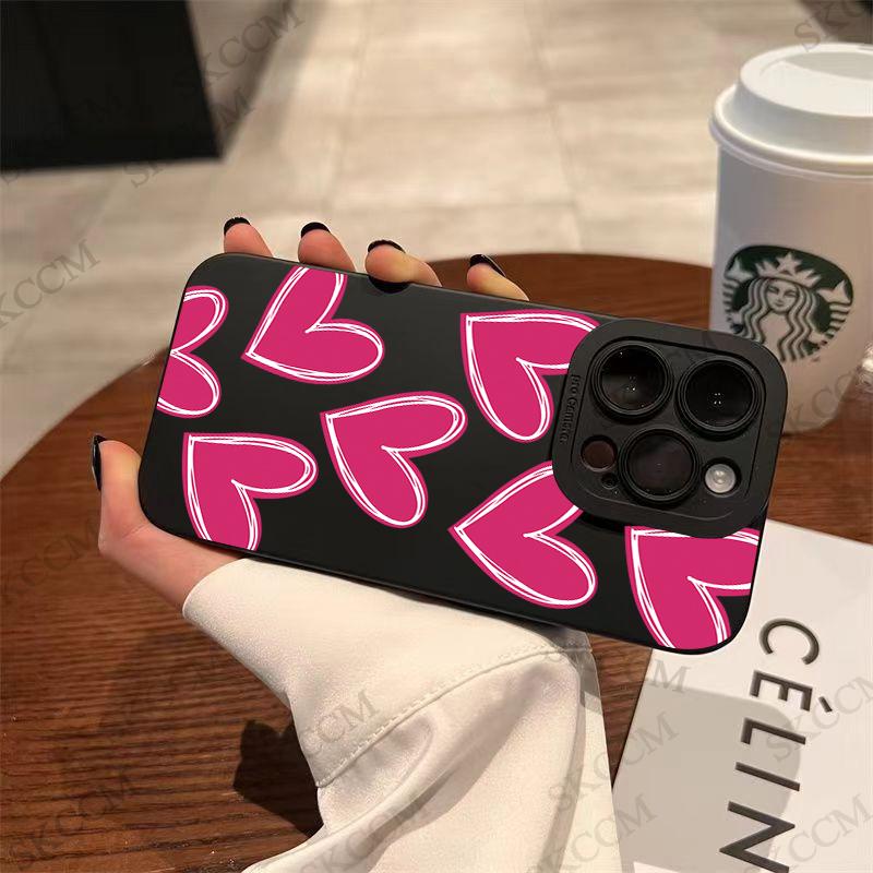 Роскошный красный чехол для телефона с сердечком любви из мягкого силикона для iPhone 15 14 13 12 11 Pro Max Mini XR X XS Max 7 8 Plus матовая задняя крышка