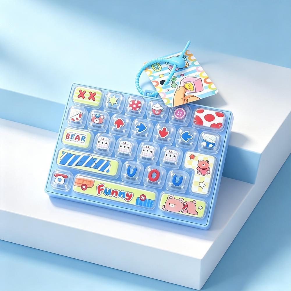 Pressable Keys 26 Keys Keyboard Keychain Transparent Keycaps Mechanical Keyboard Backpack Decor