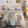3D Cat Duvet Cover Set Luxury Cute Kawaii Animal with Pillowcase Queen King Full Size Polyester Bedding Set for Kids Boys Girls