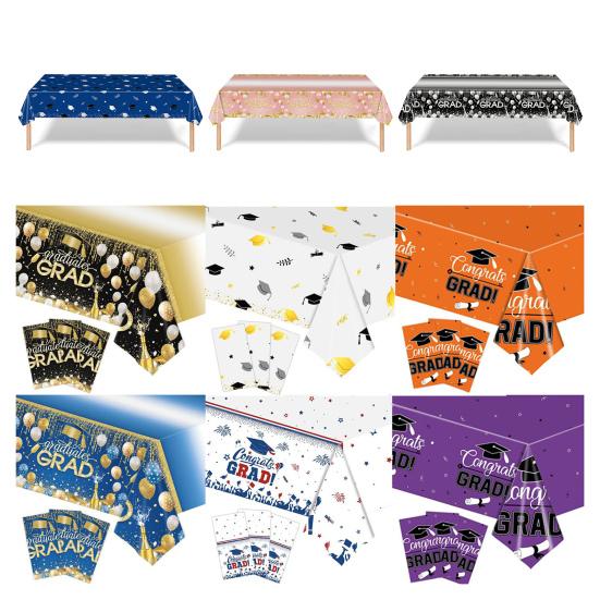 2 шт. одноразовая скатерть для выпускного бала, пластиковая водонепроницаемая скатерть для выпускного, декоративная шапочка, свитки, конфетти, принадлежности для ужина в канун Нового года